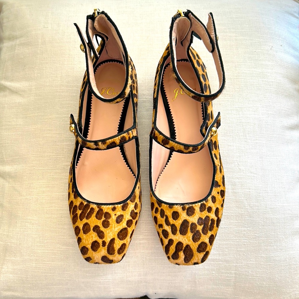 J. Crew “Poppy” Cow Hide Ballet Flats in Leopard Print